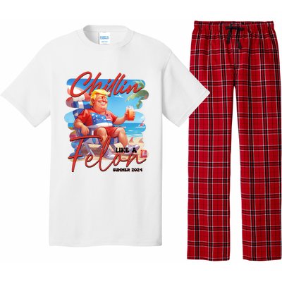 Chillin Like A Felon Funny Donald Trump Summer 2024 Patriotic 4th Of July Pajama Set