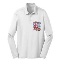 Chillin Like A Felon Funny Donald Trump Summer 2024 Patriotic 4th Of July Silk Touch Performance Long Sleeve Polo