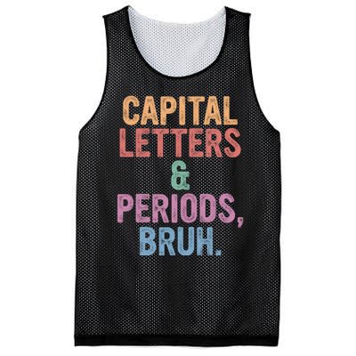 Capital Letters And Periods Bruh Funny English Teacher Mesh Reversible Basketball Jersey Tank