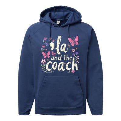 Comma La And The Coach 2024 Kamala Harris Gift Performance Fleece Hoodie