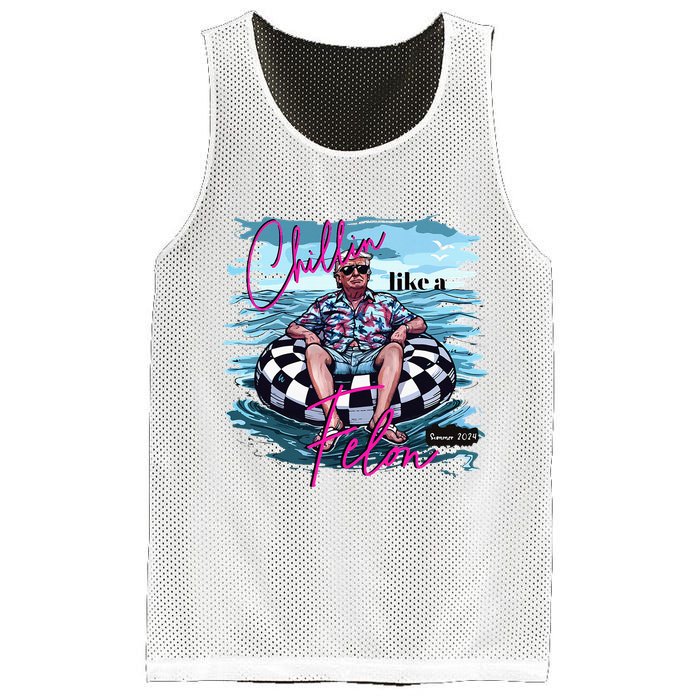 Chillin Like A Felon Trump For President 2024 Mesh Reversible Basketball Jersey Tank