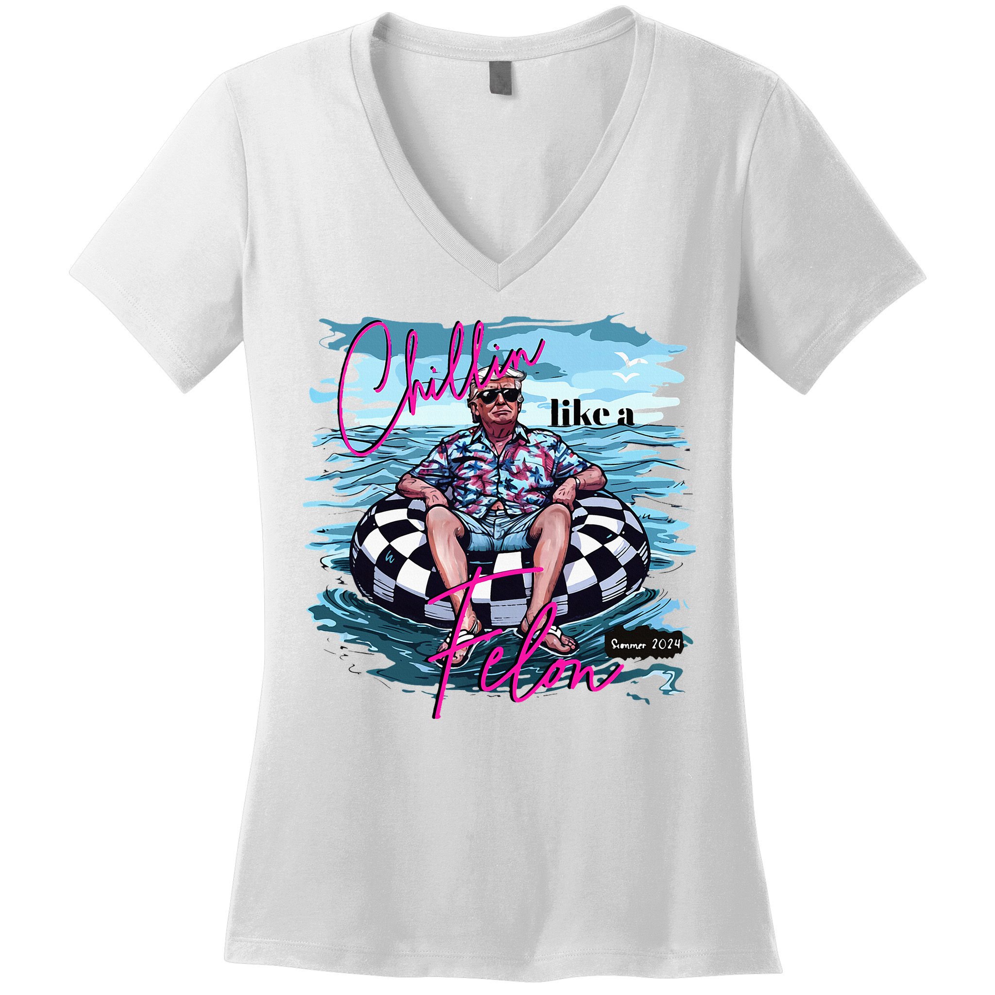 Chillin Like A Felon Trump For President 2024 Women's V-Neck T-Shirt