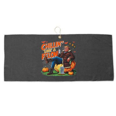 Chillin Like A Felon Donald Trump Buschlight Beer Halloween Large Microfiber Waffle Golf Towel