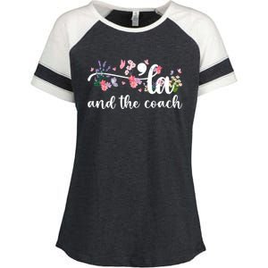 Comma La And The Coach 2024 Kamala Harris Funny Gift Enza Ladies Jersey Colorblock Tee