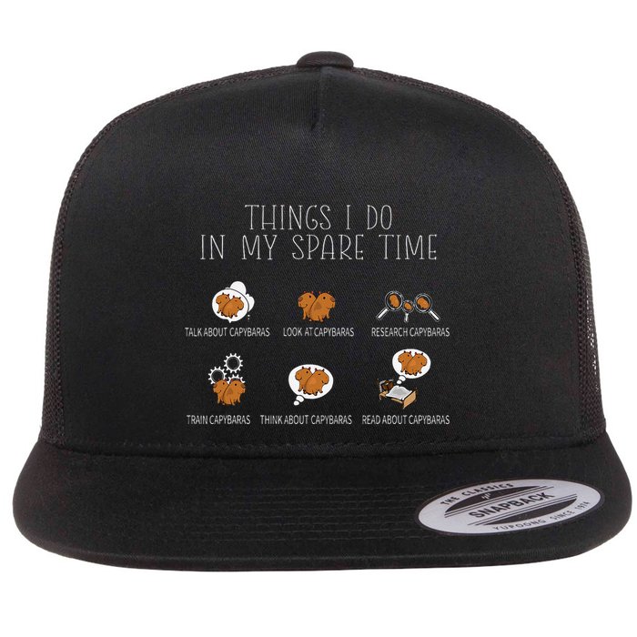 Capybara Lover Art Funny Capybara Flat Bill Trucker Hat