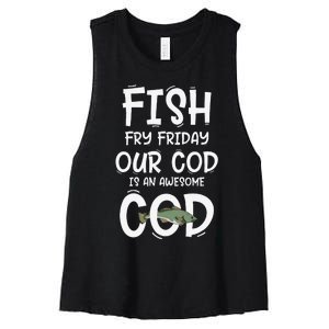 Catholic Lent And Easter Christian Lenten Fish Fry Friday Women's Racerback Cropped Tank