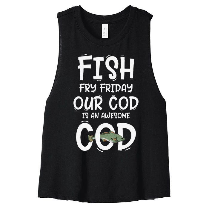 Catholic Lent And Easter Christian Lenten Fish Fry Friday Women's Racerback Cropped Tank