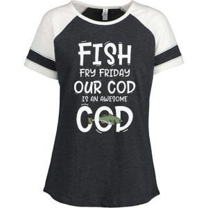 Catholic Lent And Easter Christian Lenten Fish Fry Friday Enza Ladies Jersey Colorblock Tee