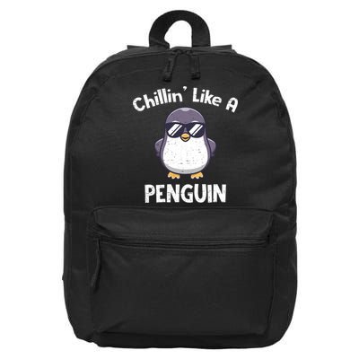 Chillin' Like A Penguin Funny Penguin Lover 16 in Basic Backpack