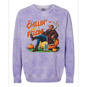 Chillin Like A Felon Donald Trump Buschlight Beer Halloween Colorblast Crewneck Sweatshirt