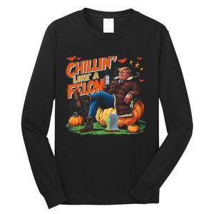 Chillin Like A Felon Donald Trump Buschlight Beer Halloween Long Sleeve Shirt