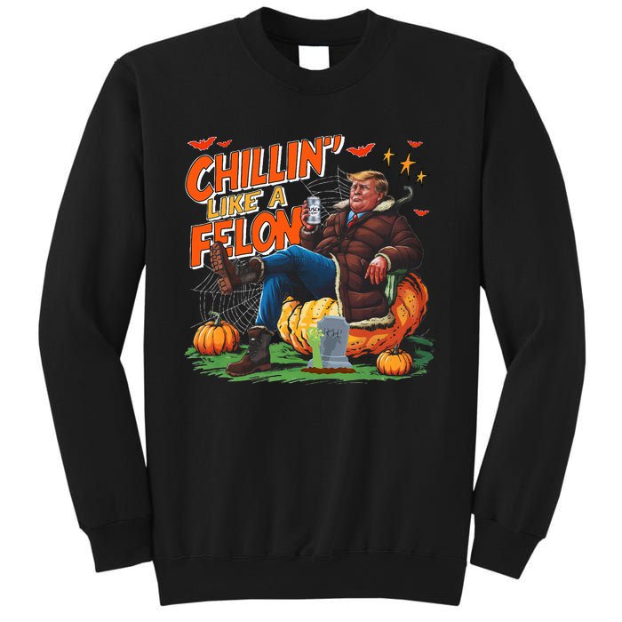 Chillin Like A Felon Donald Trump Buschlight Beer Halloween Sweatshirt