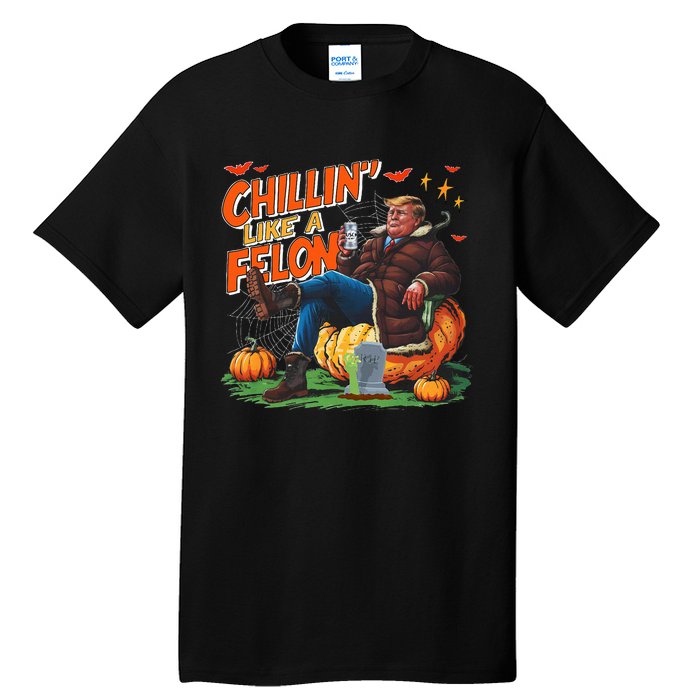 Chillin Like A Felon Donald Trump Buschlight Beer Halloween Tall T-Shirt