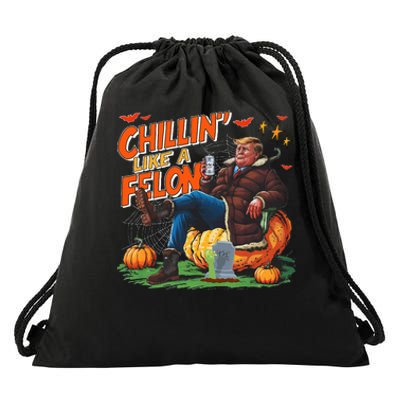 Chillin Like A Felon Donald Trump Buschlight Beer Halloween Drawstring Bag