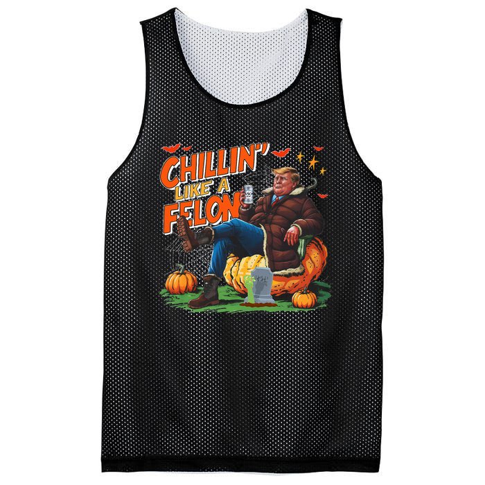 Chillin Like A Felon Donald Trump Buschlight Beer Halloween Mesh Reversible Basketball Jersey Tank