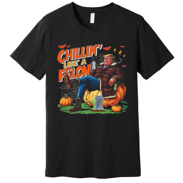 Chillin Like A Felon Donald Trump Buschlight Beer Halloween Premium T-Shirt