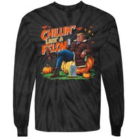 Chillin Like A Felon Donald Trump Buschlight Beer Halloween Tie-Dye Long Sleeve Shirt