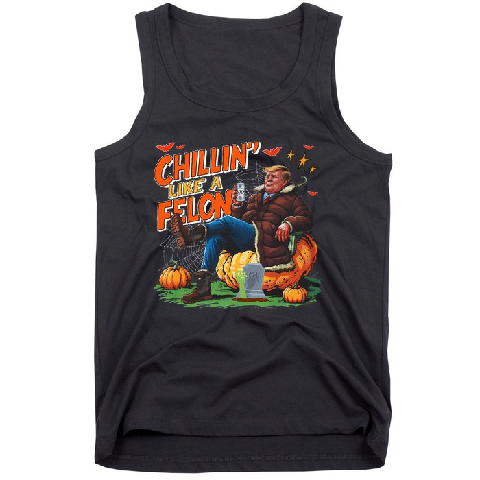 Chillin Like A Felon Donald Trump Buschlight Beer Halloween Tank Top