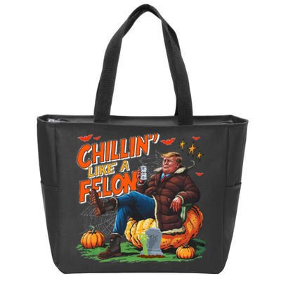 Chillin Like A Felon Donald Trump Buschlight Beer Halloween Zip Tote Bag