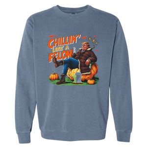 Chillin Like A Felon Donald Trump Buschlight Beer Halloween Garment-Dyed Sweatshirt