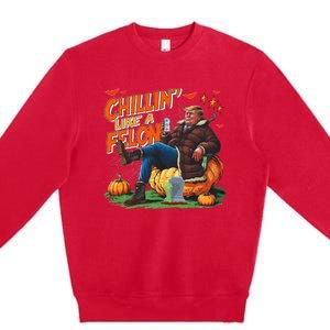 Chillin Like A Felon Donald Trump Buschlight Beer Halloween Premium Crewneck Sweatshirt