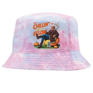 Chillin Like A Felon Donald Trump Buschlight Beer Halloween Tie-Dyed Bucket Hat