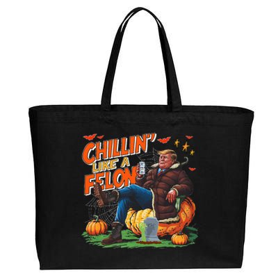 Chillin Like A Felon Donald Trump Buschlight Beer Halloween Cotton Canvas Jumbo Tote