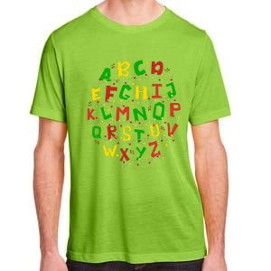 Christmas Lights Alphabet Student Learning Abc Teacher Xmas Adult ChromaSoft Performance T-Shirt