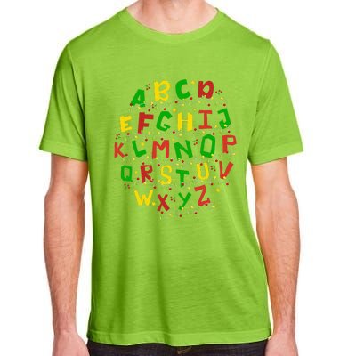 Christmas Lights Alphabet Student Learning Abc Teacher Xmas Adult ChromaSoft Performance T-Shirt