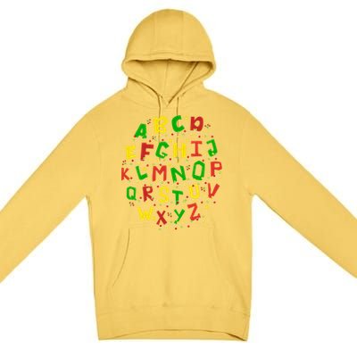 Christmas Lights Alphabet Student Learning Abc Teacher Xmas Premium Pullover Hoodie