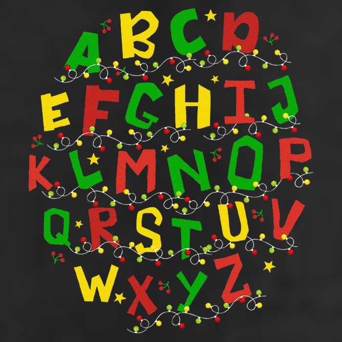 Christmas Lights Alphabet Student Learning Abc Teacher Xmas Cool Comfort Performance Bucket Hat