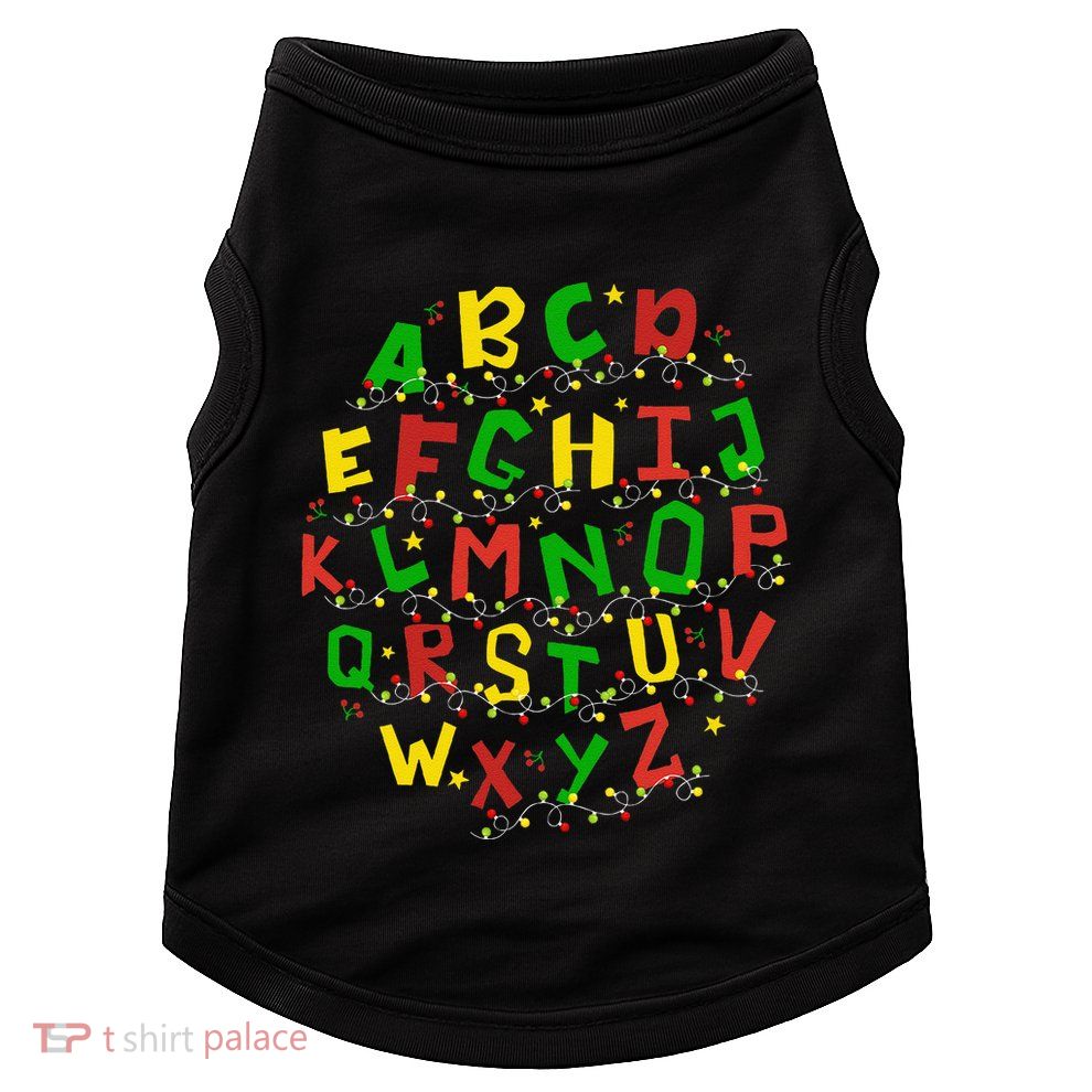Christmas Lights Alphabet Student Learning Abc Teacher Xmas Doggie Tank