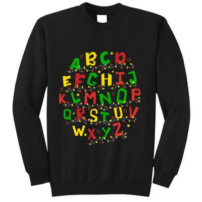 Christmas Lights Alphabet Student Learning Abc Teacher Xmas Sweatshirt