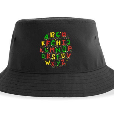 Christmas Lights Alphabet Student Learning Abc Teacher Xmas Sustainable Bucket Hat
