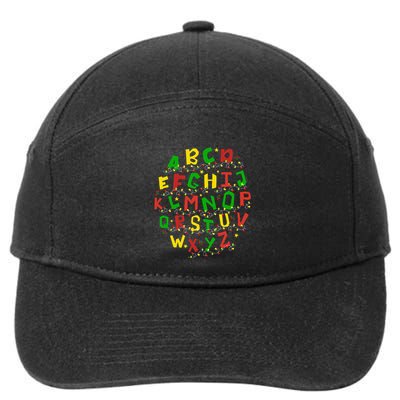 Christmas Lights Alphabet Student Learning Abc Teacher Xmas 7-Panel Snapback Hat