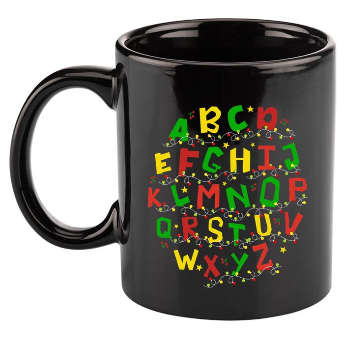 Christmas Lights Alphabet Student Learning Abc Teacher Xmas 11oz C Handle Ceramic Mug