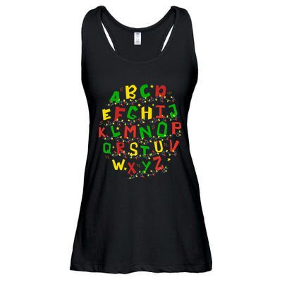 Christmas Lights Alphabet Student Learning Abc Teacher Xmas Ladies Essential Flowy Tank