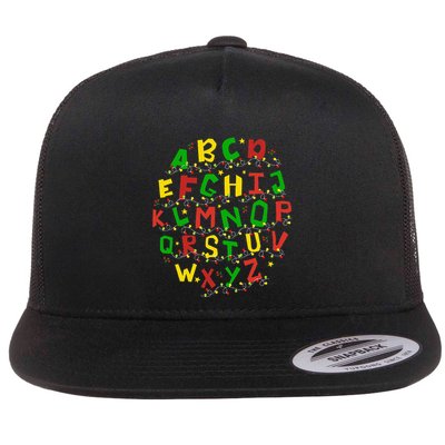 Christmas Lights Alphabet Student Learning Abc Teacher Xmas Flatbill Hat