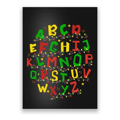 Christmas Lights Alphabet Student Learning Abc Teacher Xmas Poster