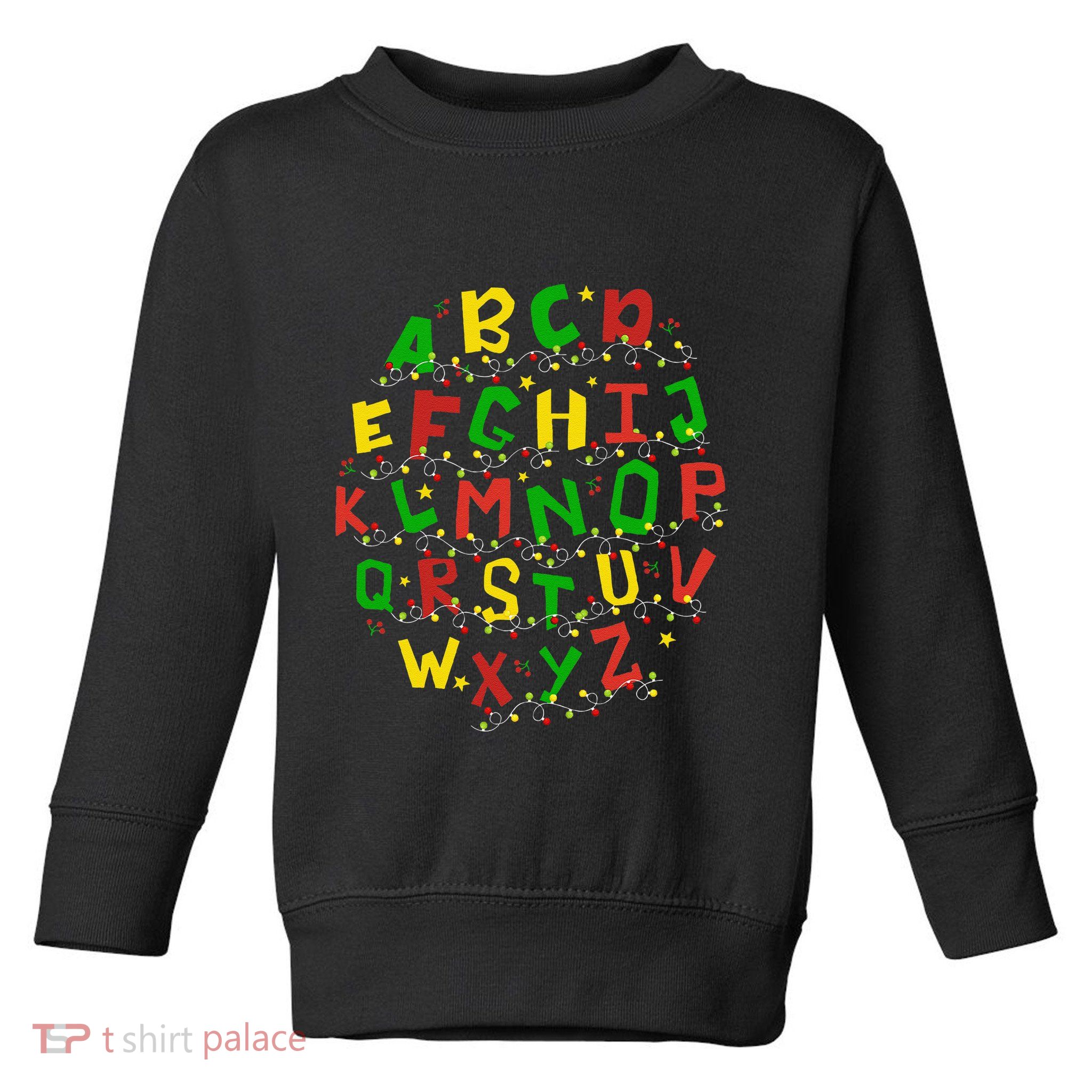 Christmas Lights Alphabet Student Learning Abc Teacher Xmas Toddler Sweatshirt