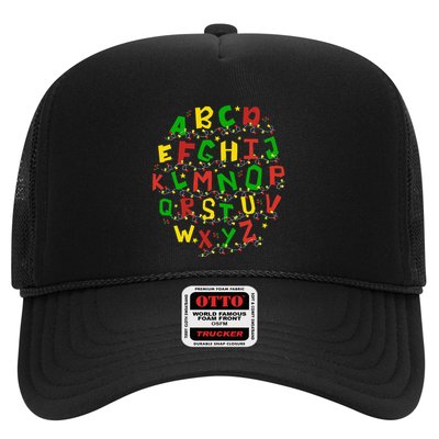 Christmas Lights Alphabet Student Learning Abc Teacher Xmas Trucker Hat