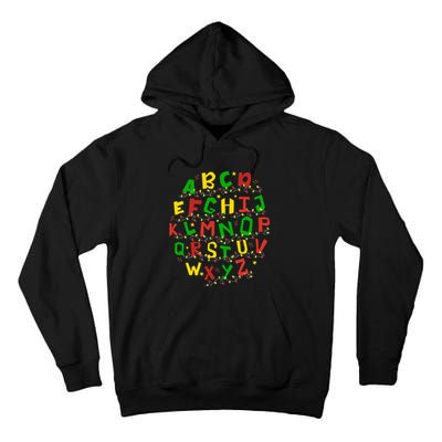 Christmas Lights Alphabet Student Learning Abc Teacher Xmas Tall Hoodie