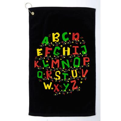 Christmas Lights Alphabet Student Learning Abc Teacher Xmas Golf Towel