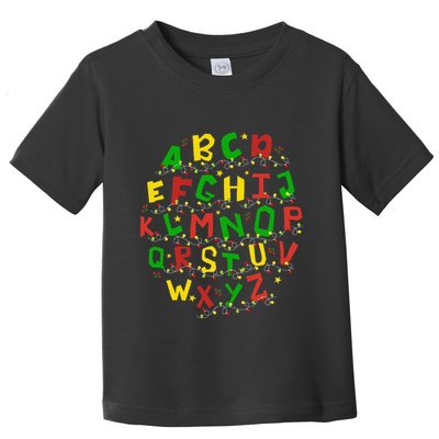 Christmas Lights Alphabet Student Learning Abc Teacher Xmas Toddler T-Shirt
