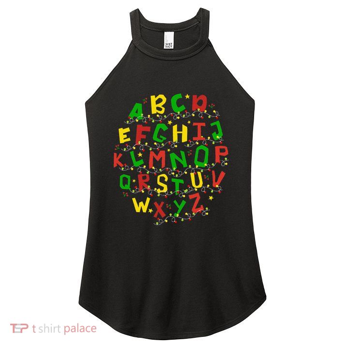 Christmas Lights Alphabet Student Learning Abc Teacher Xmas Women's Perfect Tri Rocker Tank