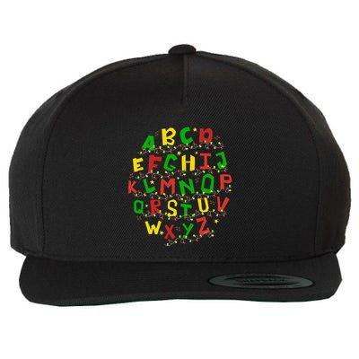Christmas Lights Alphabet Student Learning Abc Teacher Xmas Wool Snapback Cap