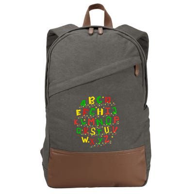 Christmas Lights Alphabet Student Learning Abc Teacher Xmas Cotton Canvas Backpack