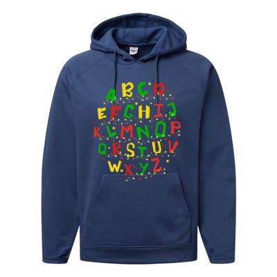 Christmas Lights Alphabet Student Learning Abc Teacher Xmas Performance Fleece Hoodie