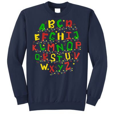 Christmas Lights Alphabet Student Learning Abc Teacher Xmas Sweatshirt