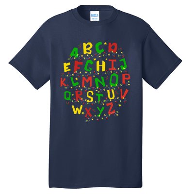 Christmas Lights Alphabet Student Learning Abc Teacher Xmas Tall T-Shirt